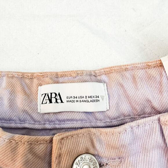 Zara High-Rise Purple Distressed Denim Short Jeans Size 2 - Picture 3 of 7